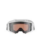 Alpinestars Supertech Corp Goggles Absolute Vision, Motocross-Brille, Weiß und Silber verspiegelt, Vorderansicht mit weißem Rahmen und silber verspiegelter Scheibe mit dem Schriftzug „ONE GOAL. ONE VISION.“, verstellbares weißes Band mit Alpinestars-Logo, Hochleistungs-Schutzausrüstung für den Offroad-Rennsport