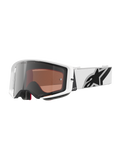 Alpinestars Supertech Corp Brille Absolute Vision, Motocross-Brille, weißer Rahmen mit silber verspiegelter Linse, breites weißes verstellbares Band mit großem schwarzem Alpinestars-Sternlogo, Hochleistungs-Schutzbrille für den Offroad-Rennsport