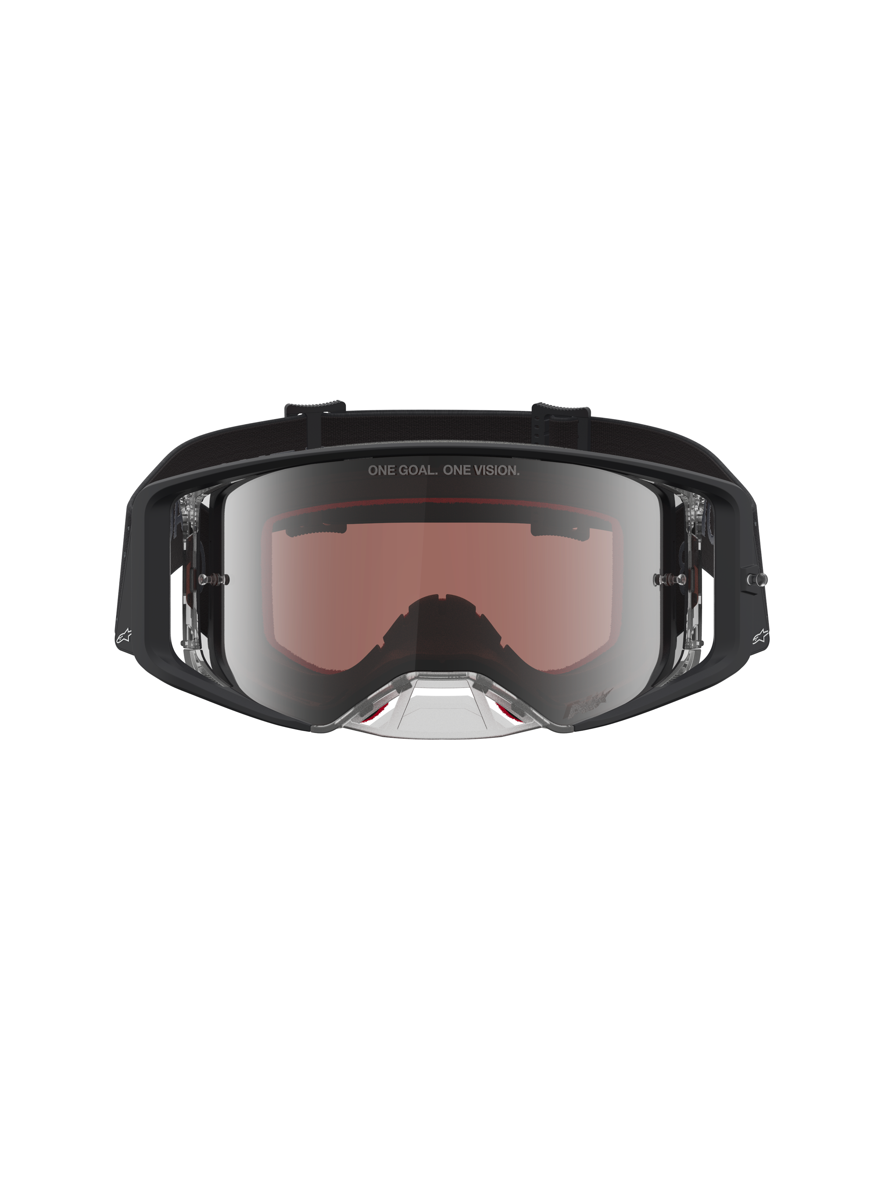 Alpinestars Supertech Schutzbrille Cloak, Motocross-Rennsport, Schwarz und Silber, mit verspiegelter Polycarbonatscheibe.