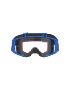 Alpinestars Supertech Stream Goggles, Motocross- und Off-Road-Schutzbrille, Blau mit klarer Scheibe, blauer Rahmen, rote Schaumstoffpolsterung, schwarzes verstellbares Band mit Silikon-Grip, „ONE GOAL. ONE VISION.“-Branding auf der Scheibe, hochwertige Schutzbrille für den Rennsport.