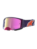 Alpinestars Supertech Hiten Schutzbrille, Lila Rahmen und Band, Rot verspiegelte Pink-Linse für Offroad-Rennen.