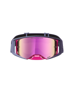 Alpinestars Supertech Hiten Schutzbrille, professionelle Motocross-Schutzbrille in Lila und Pink mit verspiegelter Sichtscheibe für den Offroad-Rennsport.