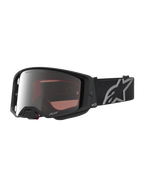 Alpinestars Supertech Vesta Schutzbrille, Motocross-Brille für Offroad-Rennen, Schwarz Matt und Silber verspiegelt, High-Definition-Optik, breites Band mit Alpinestars-Logo.