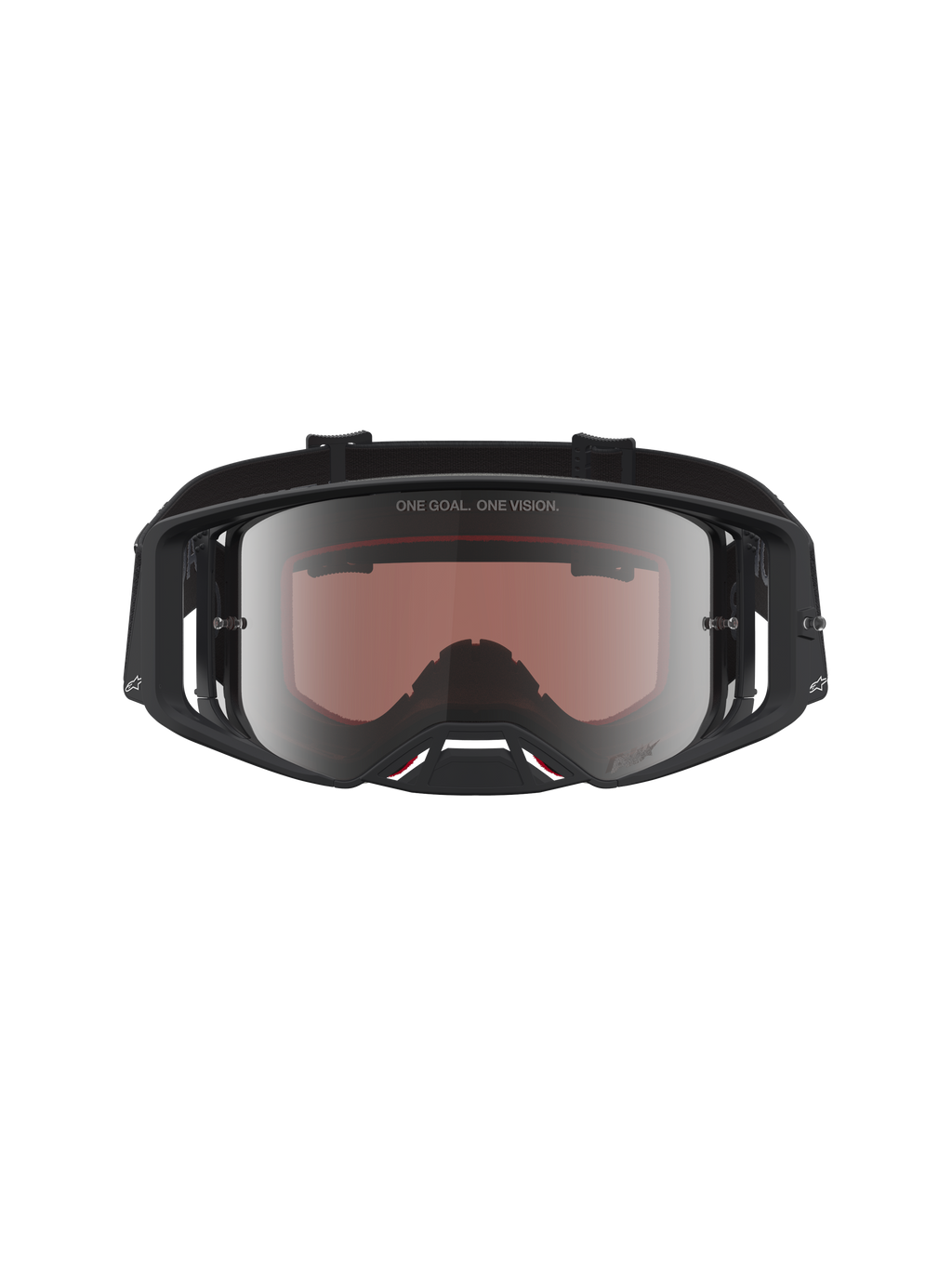 Alpinestars Supertech Vesta Schutzbrille, Motocross-Sport, Schwarz und Matt-Silber, hochauflösende verspiegelte Linsen.