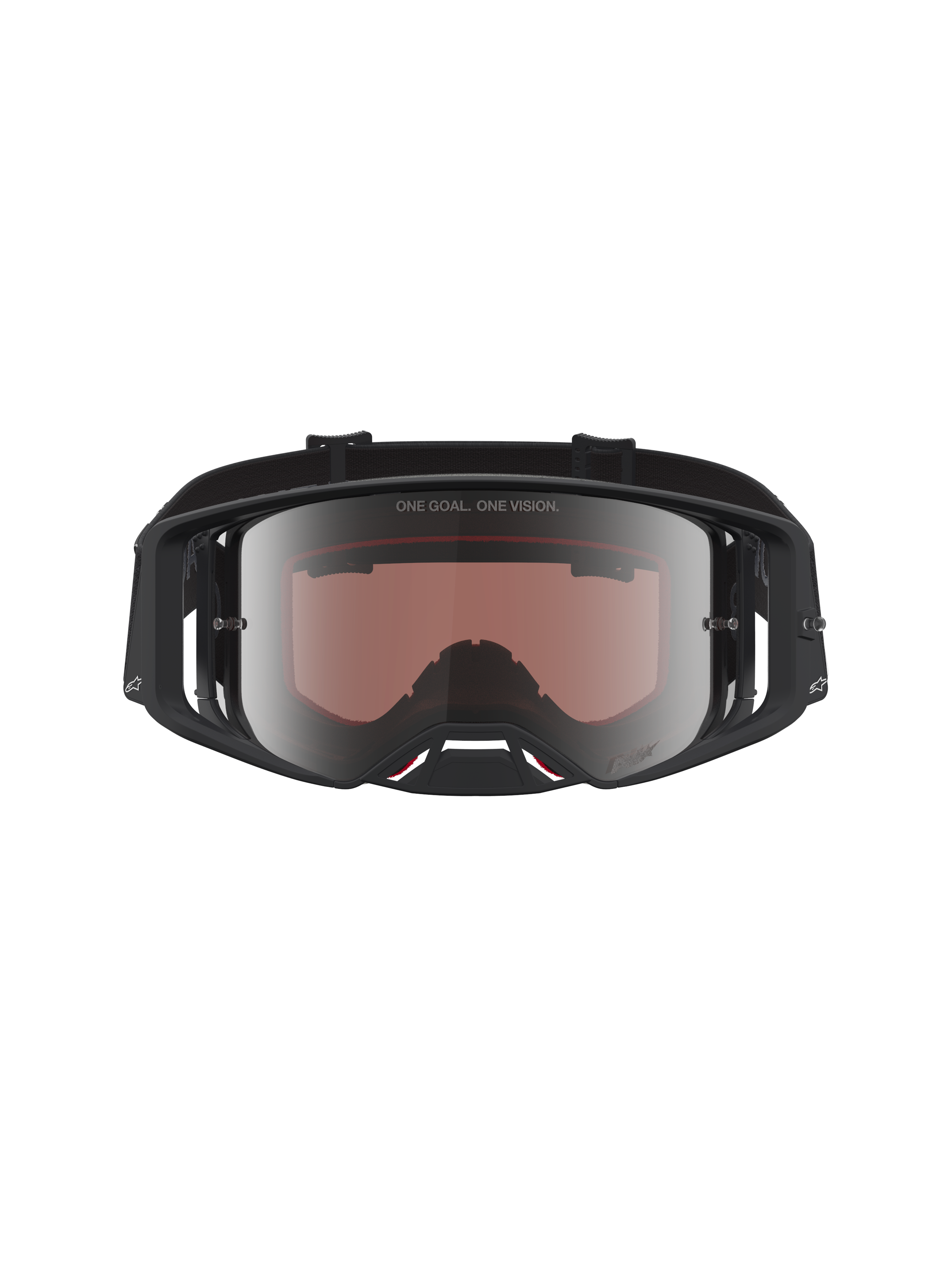 Alpinestars Supertech Vesta Schutzbrille, Motocross-Sport, Schwarz und Matt-Silber, hochauflösende verspiegelte Linsen.