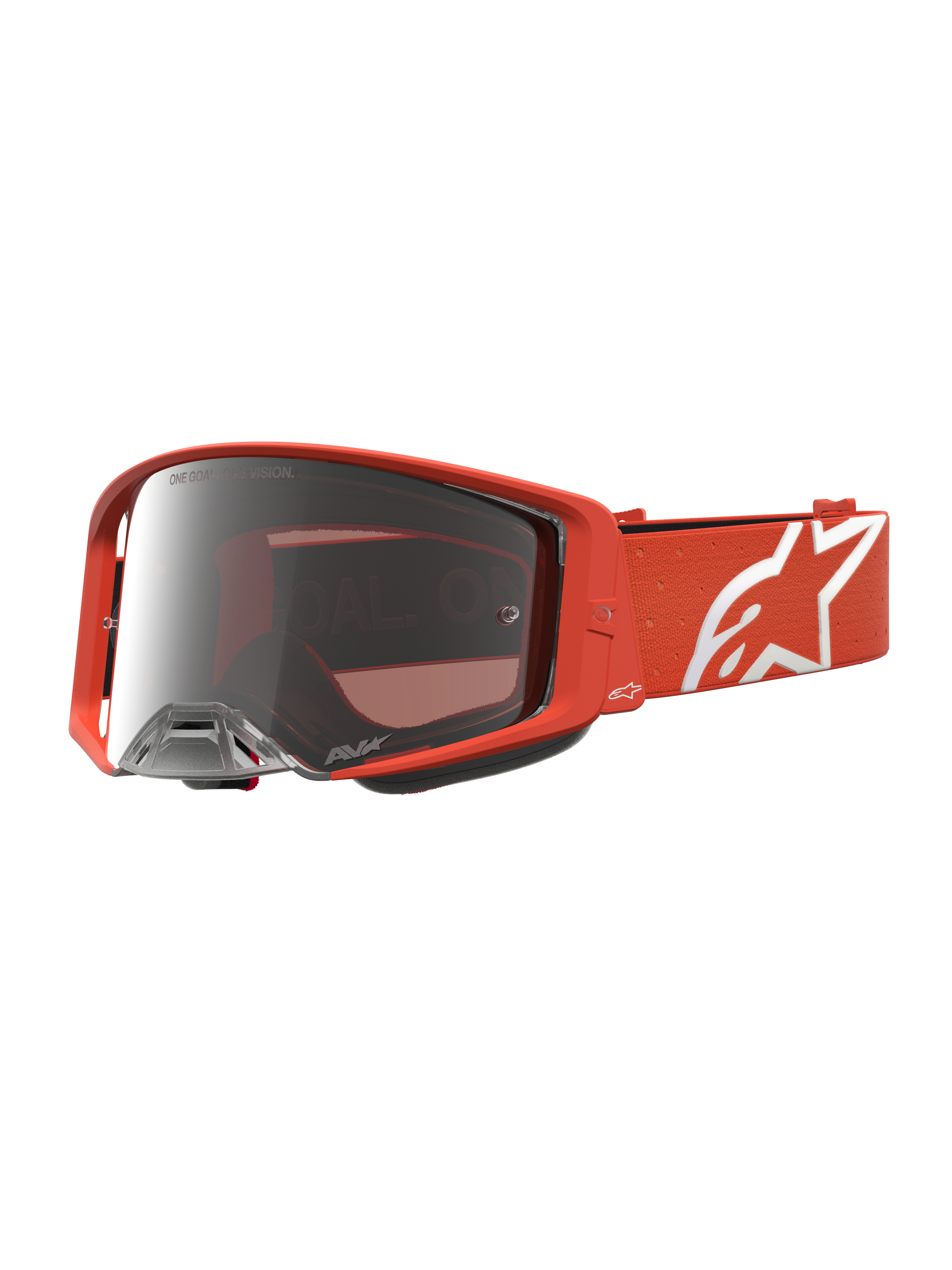 Alpinestars Supertech Vesta Schutzbrille, Motocross-Rennbrille, Orange, silber verspiegeltes Glas, optimierter Luftstrom.