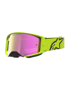 Alpinestars Supertech Vesta Schutzbrille, Motocross-Goggles in Gelb Fluo und Schwarz, pink verspiegelte Linse, für den Offroad- und MX-Einsatz.