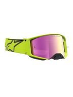 Alpinestars Supertech Vesta Schutzbrille, Motocross-Rennsportbrille, Gelb Fluo und Schwarz, Pink verspiegeltes Glas.
