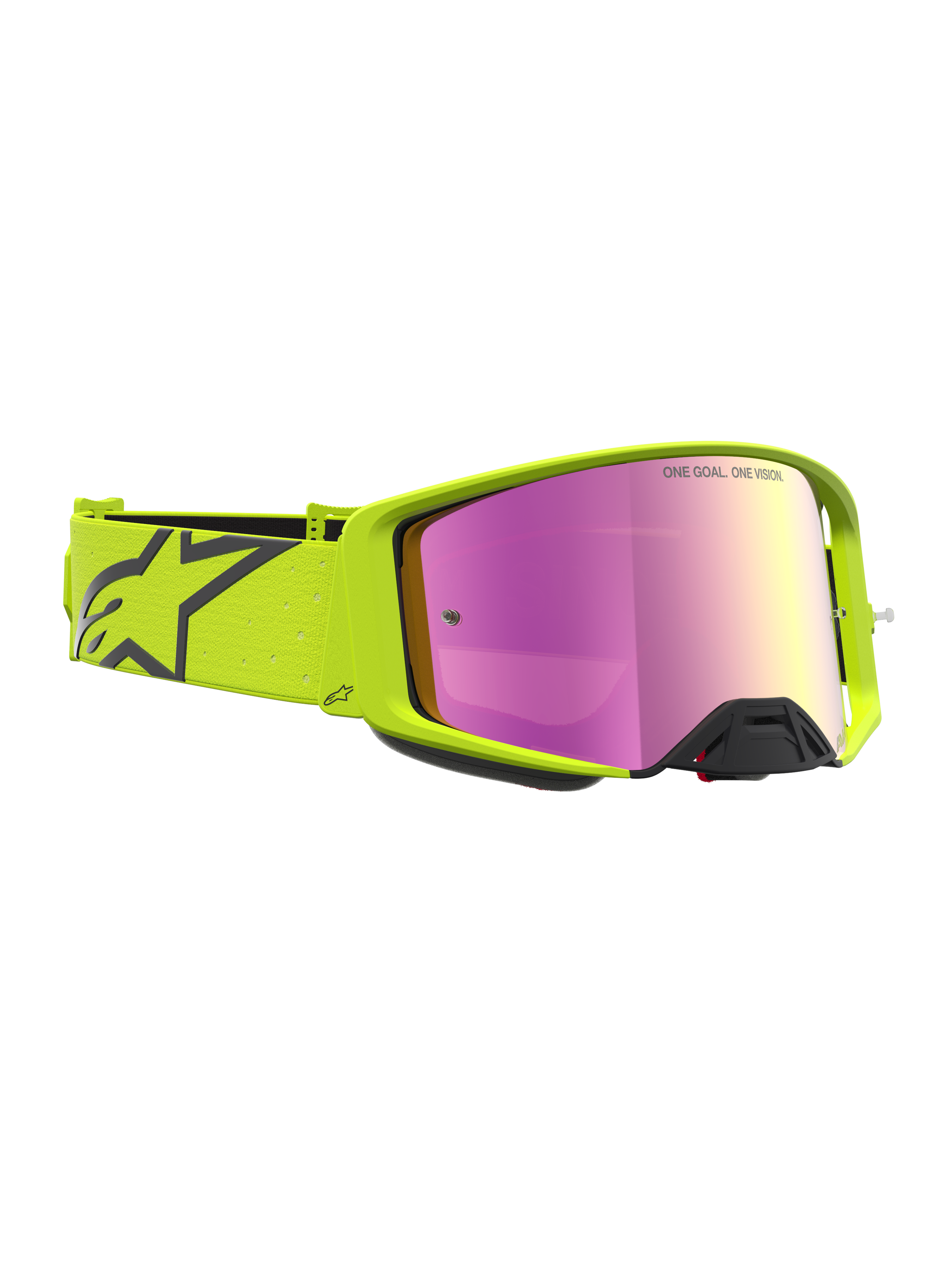 Alpinestars Supertech Vesta Schutzbrille, Motocross-Rennsportbrille, Gelb Fluo und Schwarz, Pink verspiegeltes Glas.