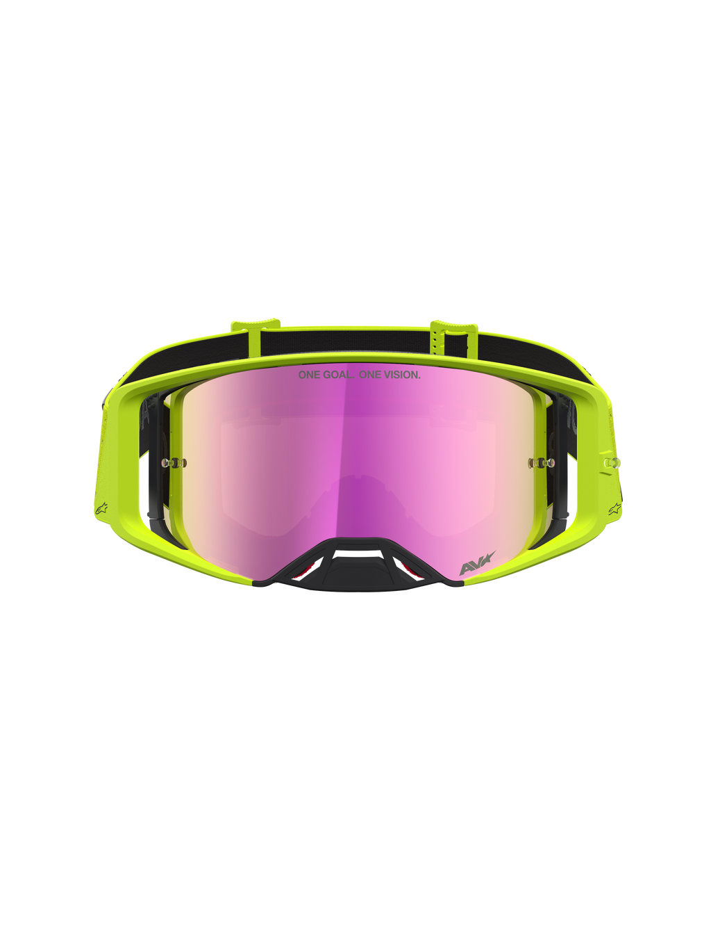 Alpinestars Supertech Vesta Motocross-Schutzbrille, Gelb Fluo, pink verspiegelte Scheibe für klare Offroad-Sicht.
