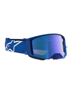 Alpinestars Supertech Vesta Schutzbrille, Motocross-Brille, Blau und Weiß, verspiegeltes blaues Glas, Profi-Offroad-Ausrüstung