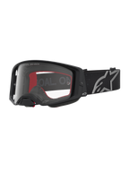 Alpinestars Supertech Vesta Schutzbrille in Schwarz Matt und Silber mit klarer Linse für Offroad-Motocross-Performance.