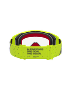 Alpinestars Supertech Vesta Motocross-Schutzbrille, Gelb Fluo und Schwarz, roter Schaumstoff und Markenmotto-Band.