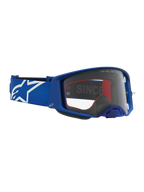 Alpinestars Supertech Vesta Schutzbrille, Motocross-Brille in Blau und Weiß, klare Scheibe, professionelles Rahmendesign für Offroad-Einsätze