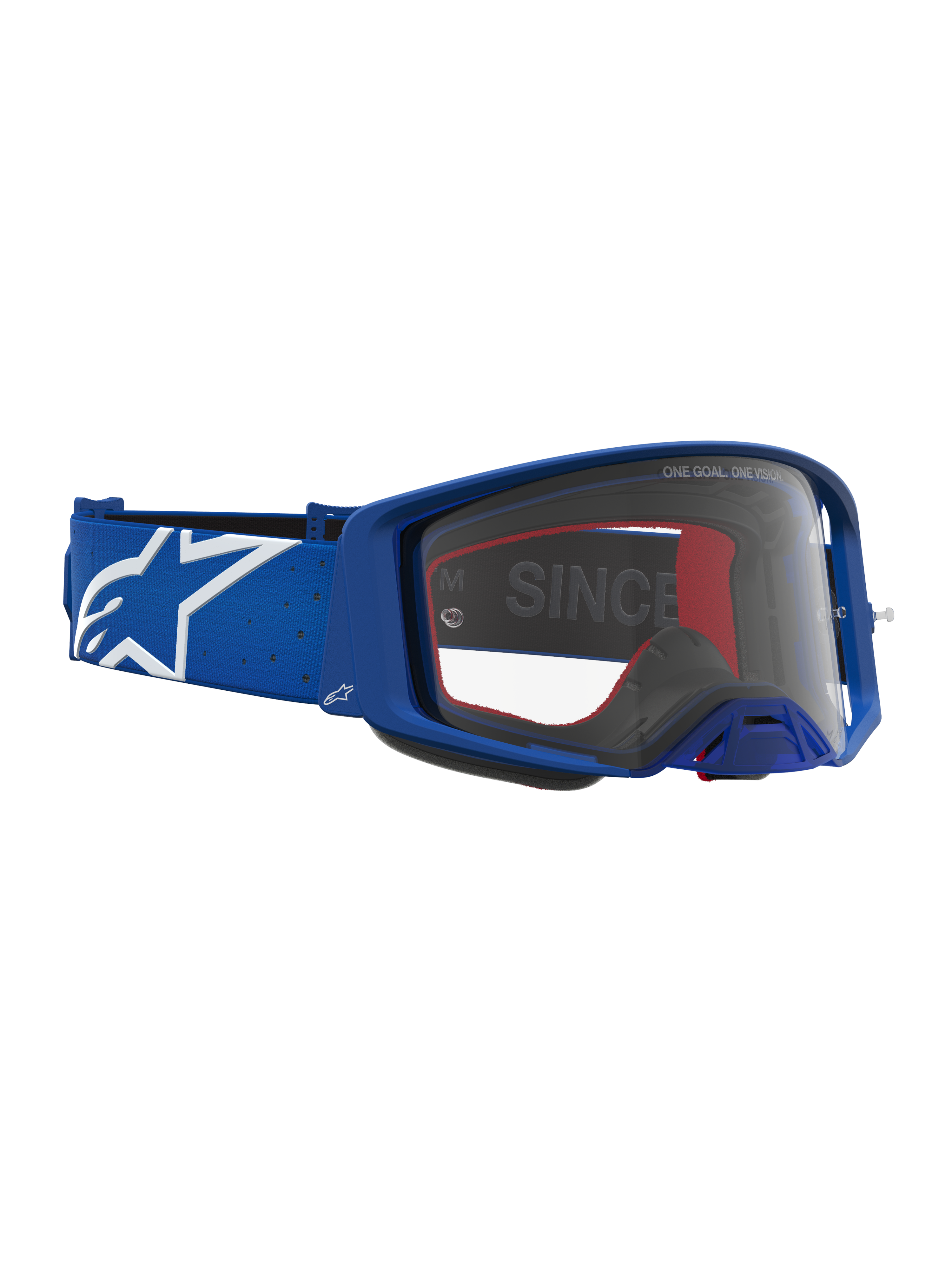 Alpinestars Supertech Vesta Schutzbrille, Motocross-Brille in Blau und Weiß, klare Scheibe, professionelles Rahmendesign für Offroad-Einsätze