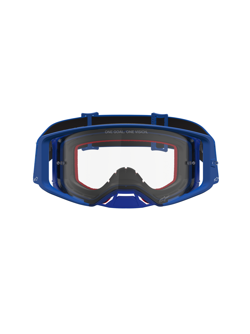 Alpinestars Supertech Vesta Motocross-Schutzbrille, Blau und Weiß, Klarsichtscheibe, Feuchtigkeitsmanagement und Luftstrom.