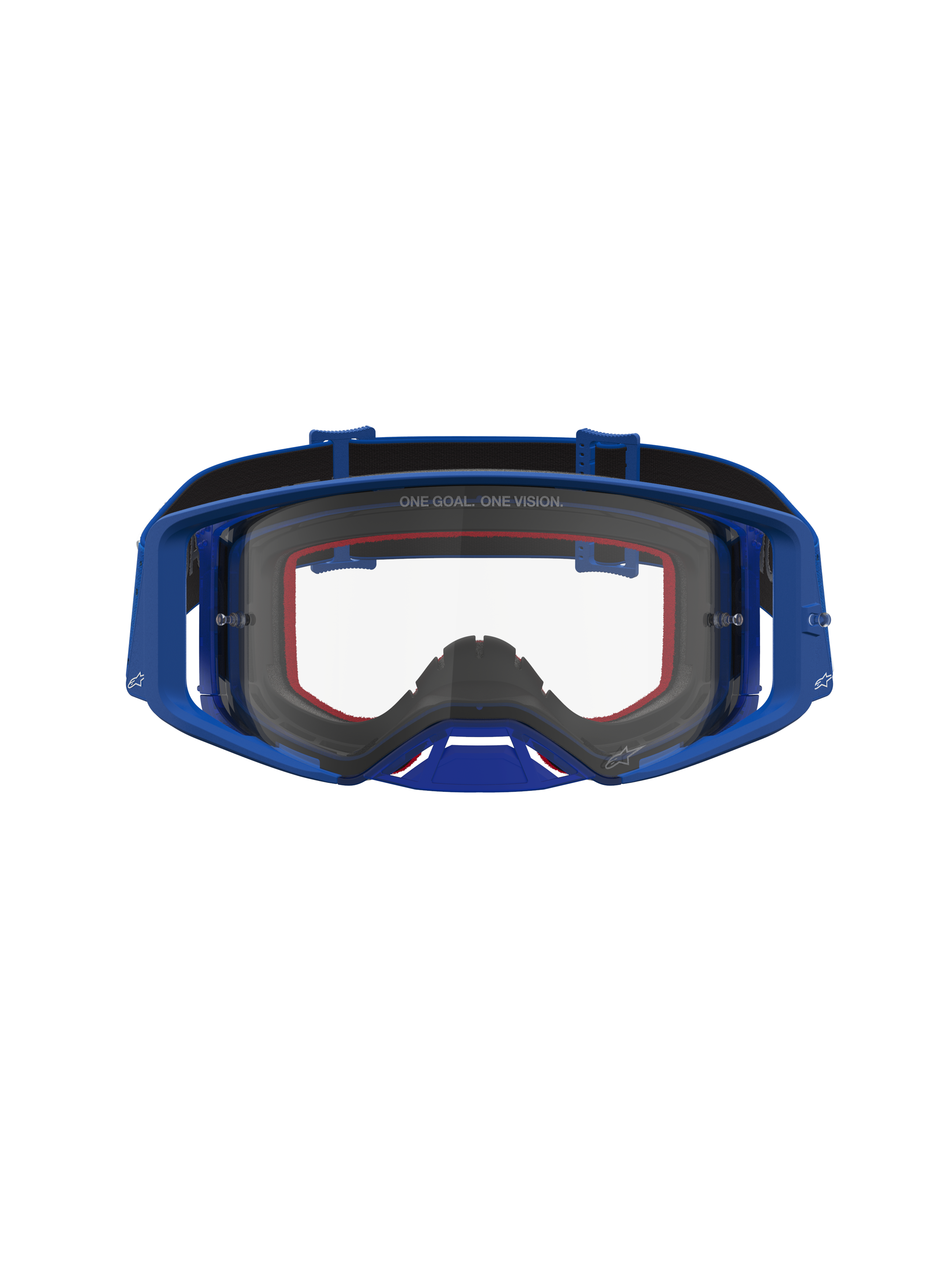 Alpinestars Supertech Vesta Motocross-Schutzbrille, Blau und Weiß, Klarsichtscheibe, Feuchtigkeitsmanagement und Luftstrom.