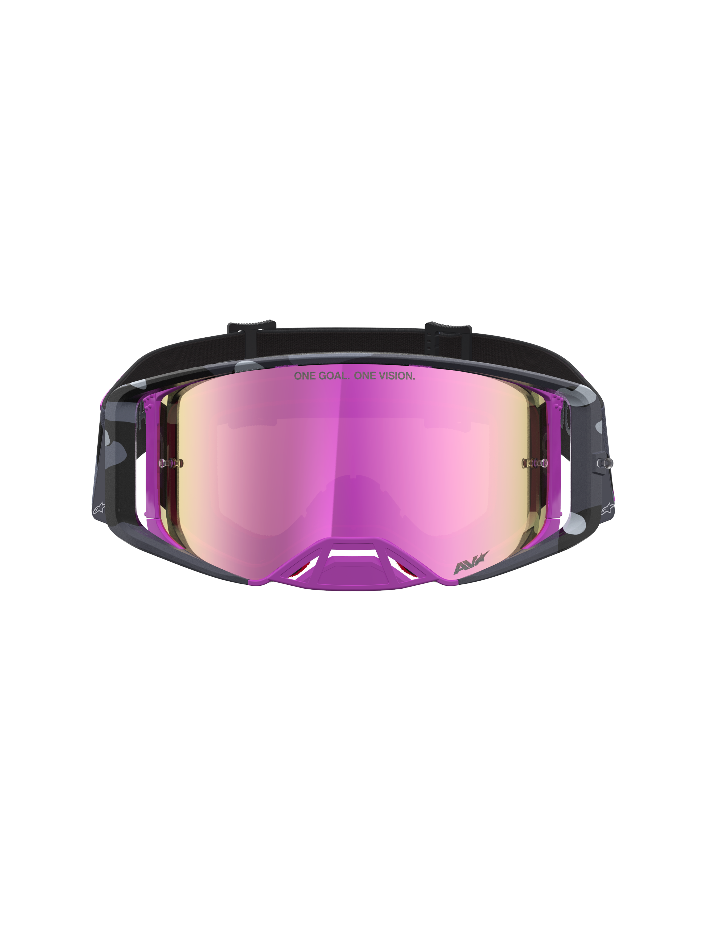 Alpinestars Limited Edition Supertech Lone Schutzbrille, Motocross-Schutzbrille, Camo Lila und Spiegel-Pink, hochkontrastreiche Linsentechnologie, optimierte Belüftung