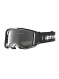 Alpinestars Vision 8 Schutzbrille Amber Mirror, Motocross-Brille, Schwarz und Silber, verspiegelte Scheibe.