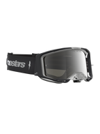 Alpinestars Vision 8 Amber Mirror Motocross Goggles, Black and Silver, with flexible A-FLEX frame and anti-fog lens.