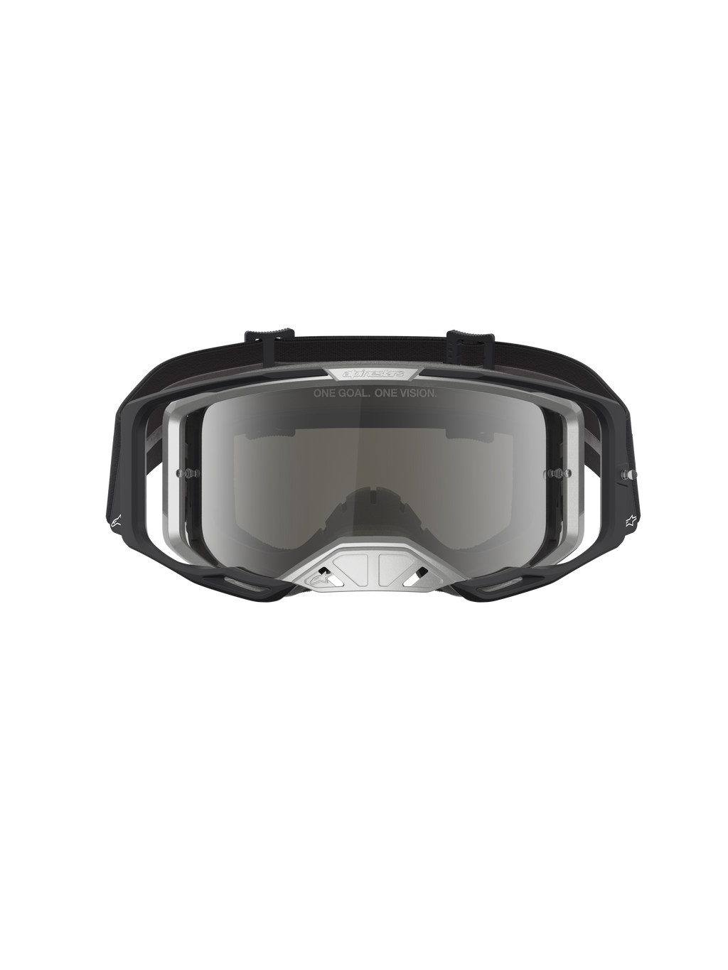 Alpinestars Vision 8 Amber Mirror Motocross Goggles in black and silver with a mirrored lens and A-FLEX frame.