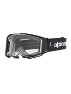 Alpinestars Vision 8 Amber Schutzbrille, Motocross-Schutzbrille für Herren, Schwarz und Silber, klare Scheibe mit RAM-AIR-Belüftungssystem und flexiblem A-FLEX-Rahmen