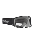 Alpinestars Vision 8 Amber Motocross-Schutzbrille, Schwarz und Silber, A-FLEX-Rahmen mit klarer Scheibe und RAM-AIR-System.
