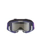 Alpinestars Vision 8 Corp Goggles, Motocross goggles with purple frame and light gray mirror silver lens, A-FLEX lightweight construction, RAM-AIR ventilation, "ONE GOAL. ONE VISION." branding on lens, purple strap, professional off-road eye protection