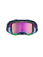 Alpinestars Vision 8 Schutzbrille Maven, Motocross-Schutzbrille, Blau und Grün mit pink verspiegelten Gläsern, A-FLEX Rahmen und RAM-AIR Belüftung.