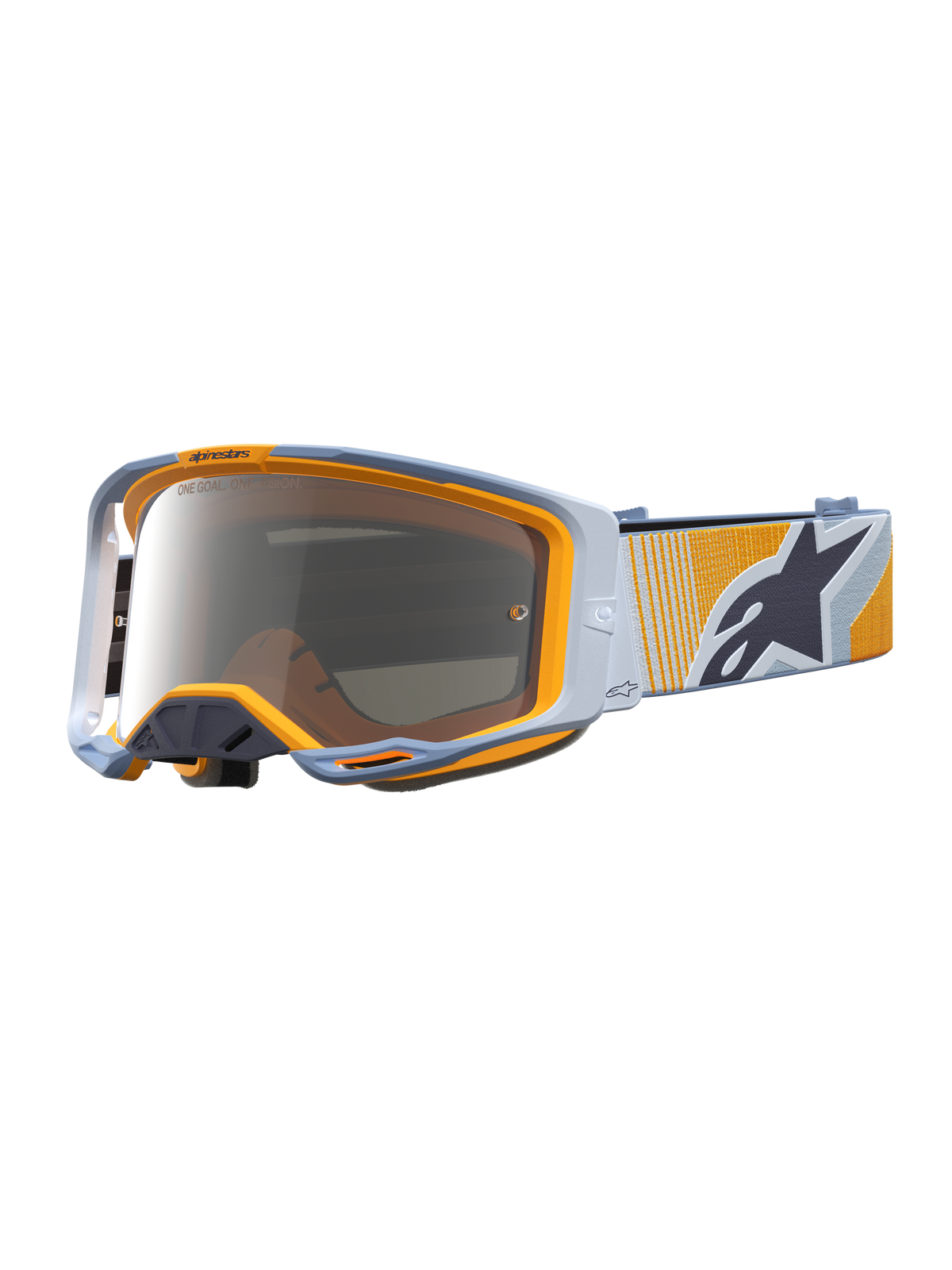 Alpinestars Vision 8 Schutzbrille Maven, Motocross, Blau und Orange, Mirror Silver Antibeschlag-Glas, RAM-AIR-Belüftung.