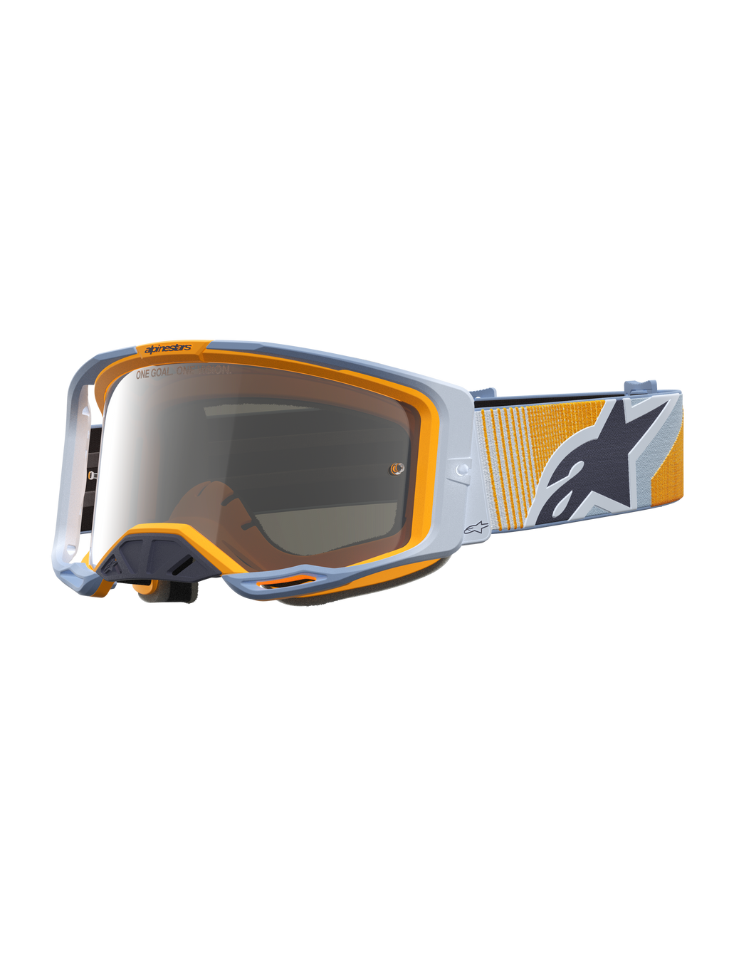 Alpinestars Vision 8 Schutzbrille Maven, Motocross, Blau und Orange, Mirror Silver Antibeschlag-Glas, RAM-AIR-Belüftung.