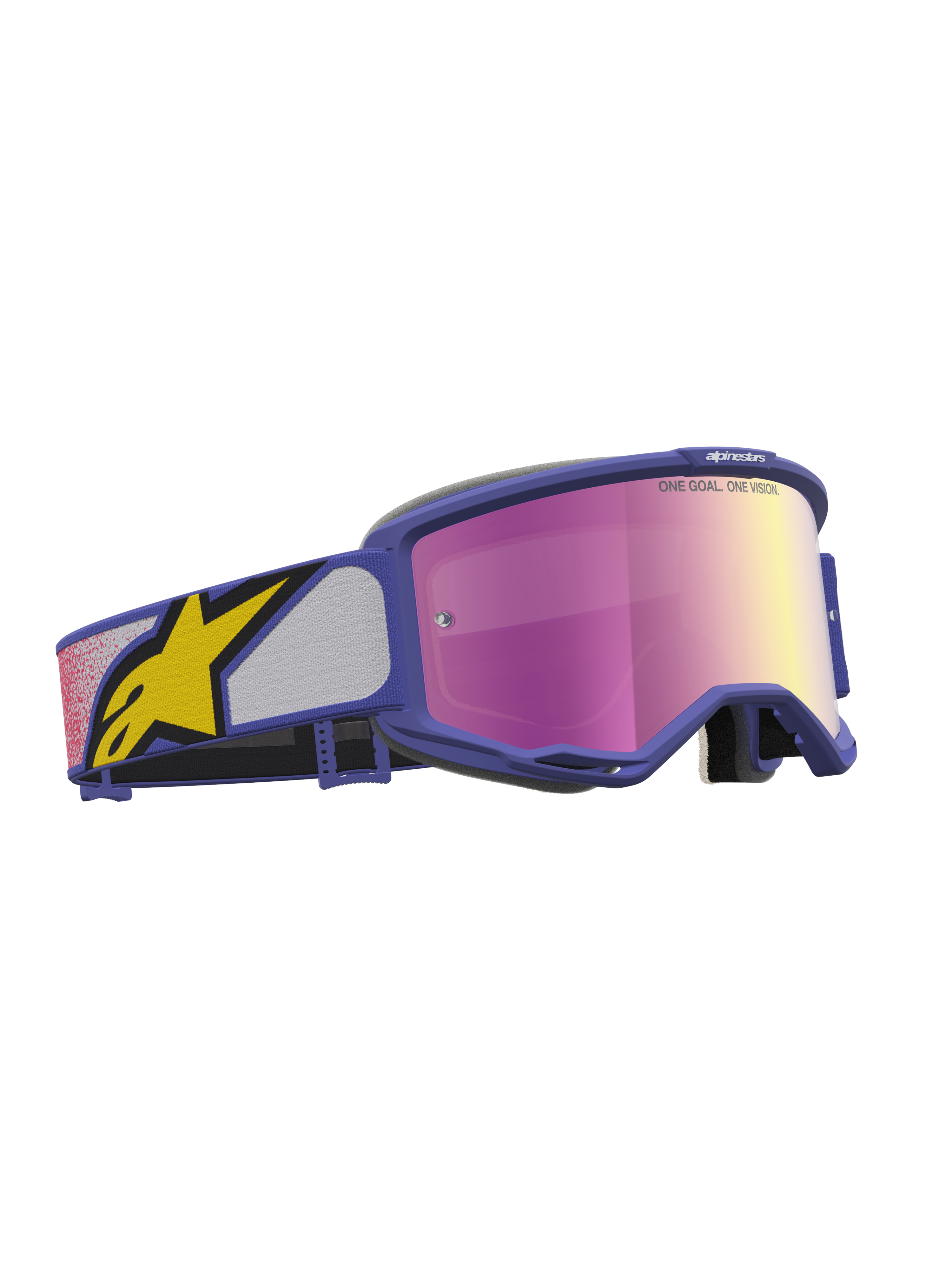 Alpinestars Vision 5 Schutzbrille Drag, Motocross-Schutzbrille, Lila und Pink, verspiegelte Scheibe, RAM-AIR-Belüftung.