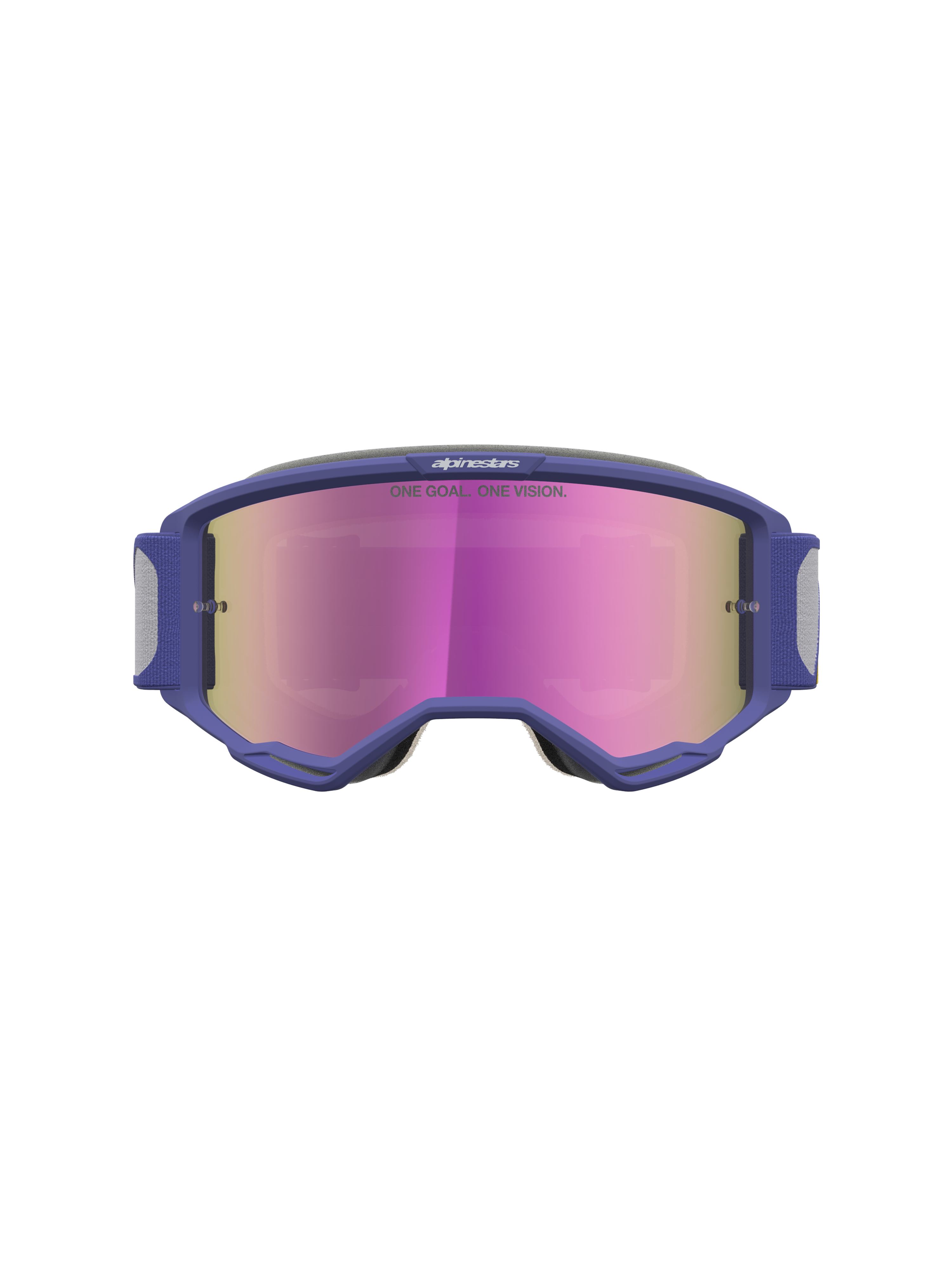 Alpinestars Vision 5 Schutzbrille Drag, lila Motocross-Schutzbrille, pinkfarbene Spiegelscheibe, RAM-AIR-Belüftung, Offroad