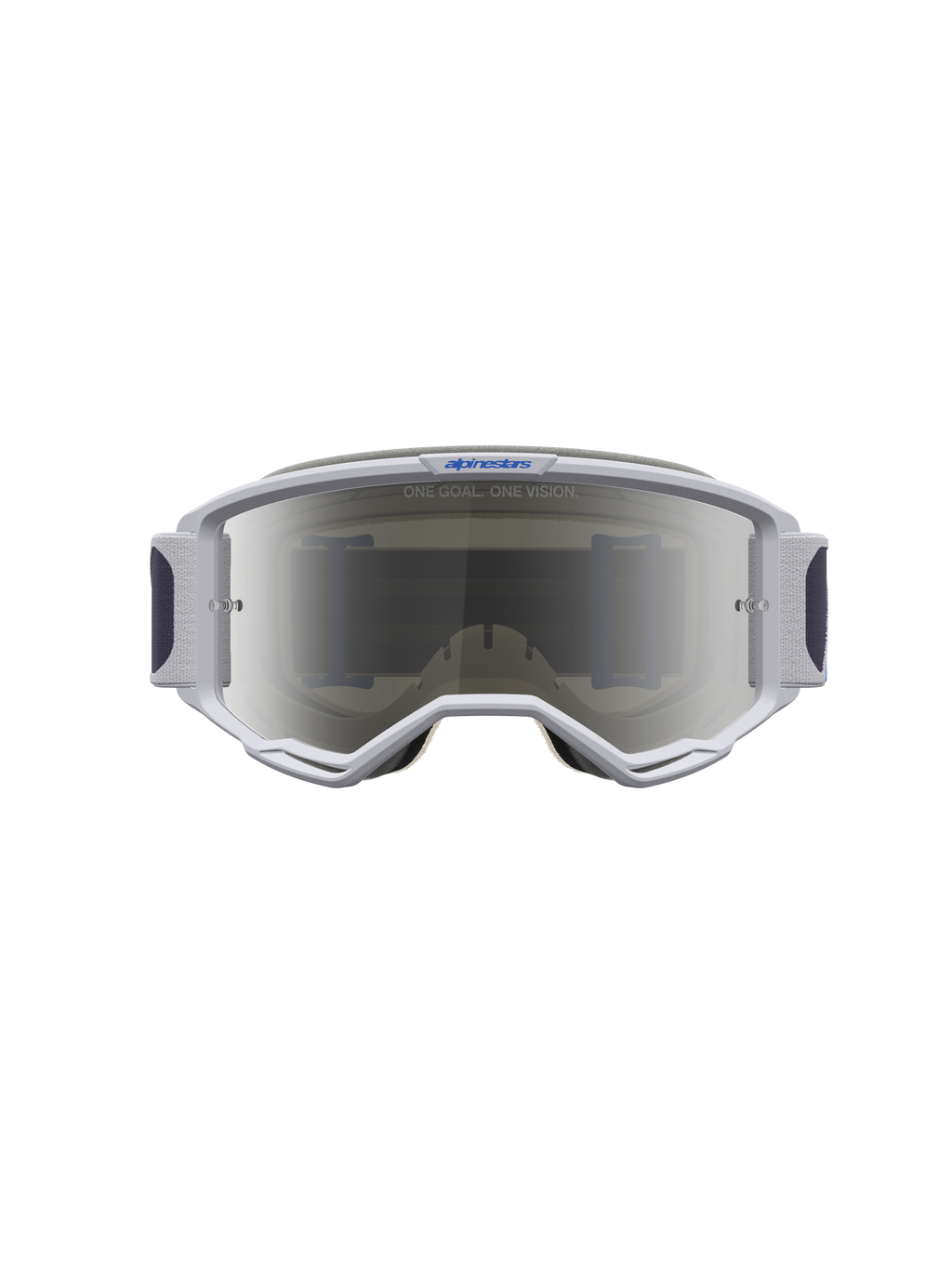 Alpinestars Vision 5 Schutzbrille Drag, Helllila und Blau, Motocross-Brille mit silberner Spiegellinse und RAM-AIR.