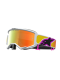 Alpinestars Vision 5 Schutzbrille Drag, Motocross-Brille mit orange-roter Verspiegelung, weißem Rahmen und RAM-AIR Belüftung.