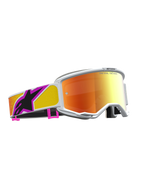 Alpinestars Vision 5 Schutzbrille Drag für Motocross, Orange und Rot verspiegelt, weißer A-FLEX-Rahmen.