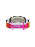 Alpinestars Vision 5 Schutzbrille Drag, Motocross-Schutzbrille für Herren, Rückansicht, orangefarbenes und pinkes verstellbares Band mit Markenmanifest-Slogan „ONE GOAL. ONE VISION.“