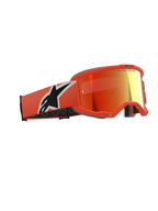 Alpinestars Vision 5 Corp Goggles, Motocross Goggles, Orange with Red Mirror Lens, vibrant orange frame and strap featuring a large white and black Astars logo, mirrored reddish-orange lens with branding on top, professional off-road protective eyewear