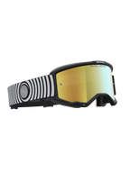 Alpinestars Vision 5 Hone Schutzbrille, Motocross-Goggles, Schwarz und Weiß, goldene Spiegel-Linse und flexibler A-FLEX Rahmen.