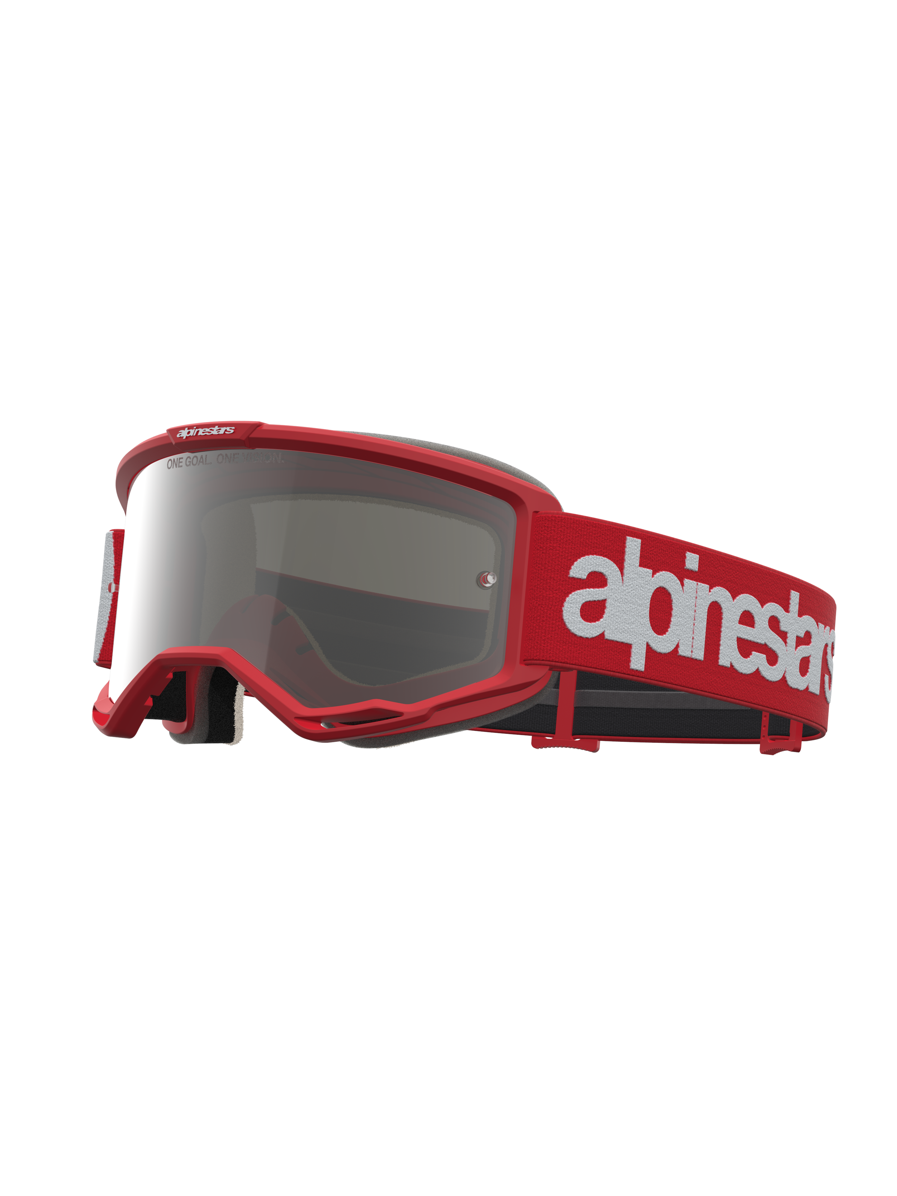 Alpinestars Vision 5 Schutzbrille Hone, Motocross- und Offroad-Schutzbrille in Rot und Weiß, silber verspiegeltes Glas, flexibler A-FLEX-Rahmen und RAM-AIR-Belüftungssystem.