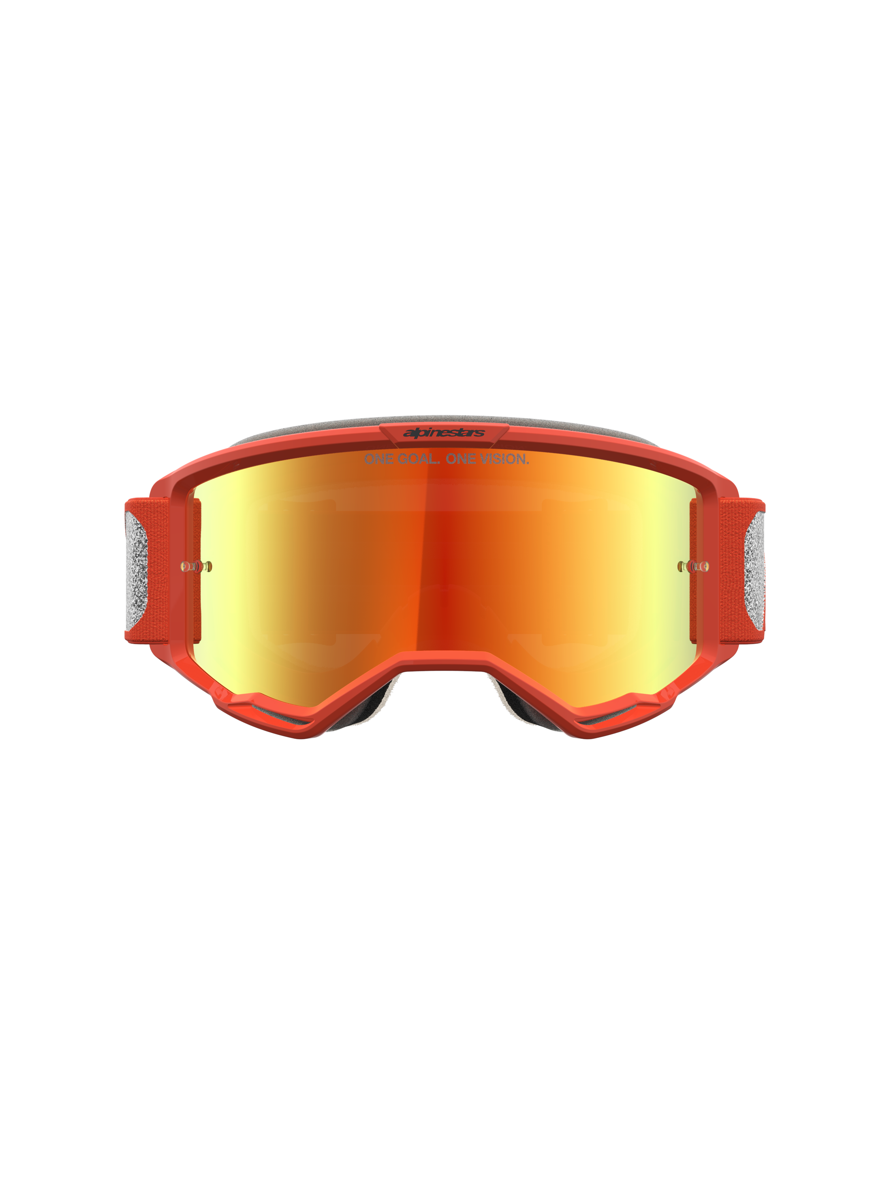 Alpinestars Vision 5 Schutzbrille Rora, Motocross-Schutzbrille für Offroad-Rennsport, Orange und Silber, verspiegelte Scheibe, flexibler A-FLEX-Rahmen und RAM-AIR-Belüftung