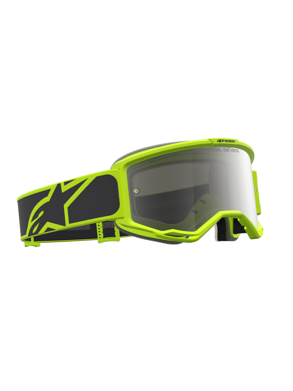 Alpinestars Vision 5 Schutzbrille Rora, Motocross-Schutzbrille, Schwarz, Gelb Fluo, verspiegelte Silber-Linse, RAM-AIR-Belüftung.