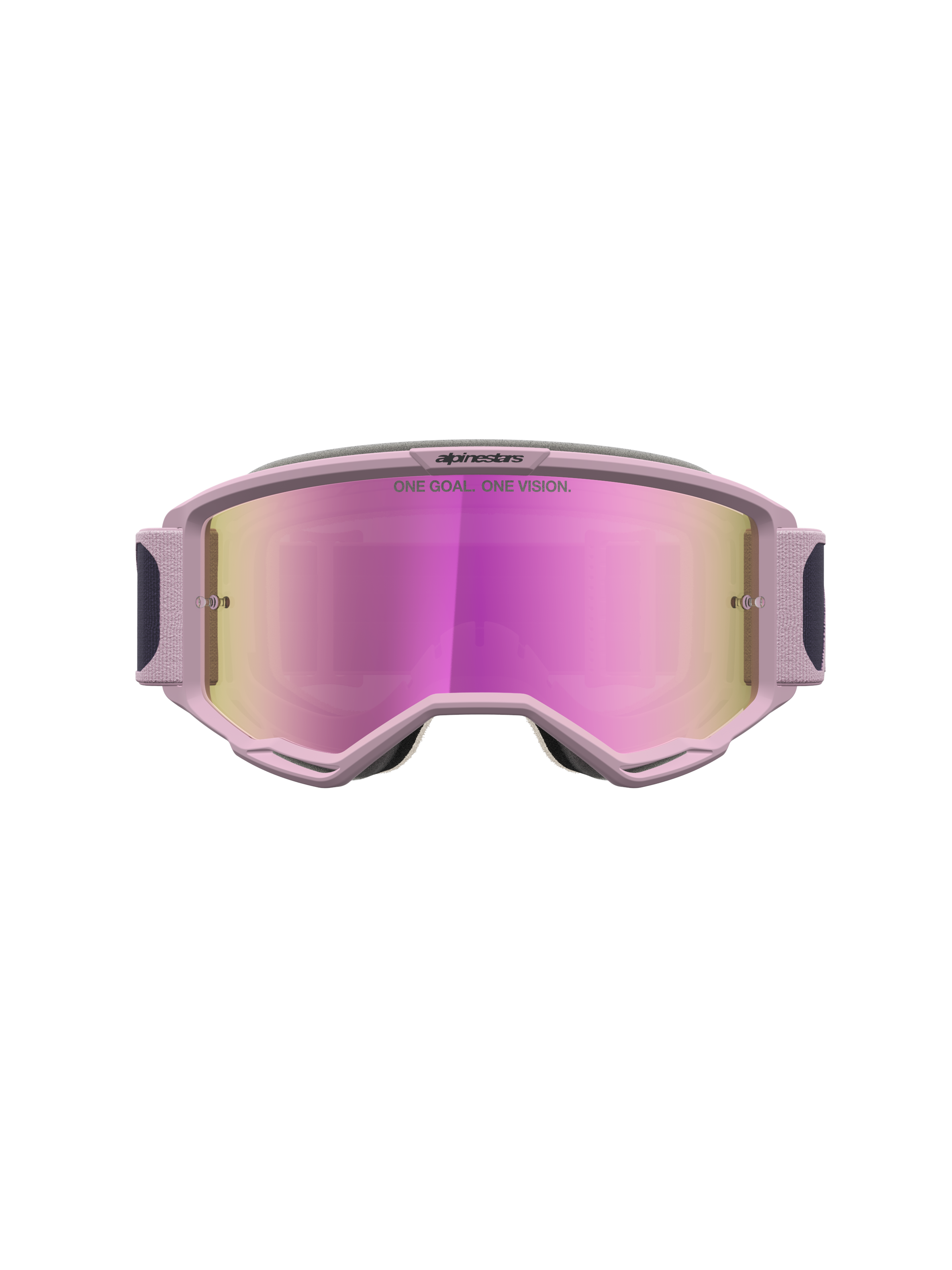 Alpinestars Vision 5 Schutzbrille Rora, Motocross-Schutzbrille in Grau und Pink, pink verspiegelte Scheibe, A-FLEX Rahmen.