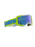 Alpinestars Vision 5 Blaze Goggle, Motocross-Brille, Fluo-Gelb und Blau, blau verspiegelte Linse, breites gelbes Webband mit auffälligem blauen „astars“-Logo, professionelle Schutzausrüstung für den Offroad-Rennsport
