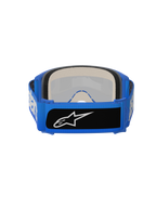 Alpinestars Vision 5 Blaze Goggles, Motocross-Brille, Blau, Rückansicht mit dickem mehrschichtigem Gesichtsschaumstoff und breitem blauem gewebtem Band mit schwarzem Logo-Patch, leistungsstarker Augenschutz für den Offroad-Einsatz