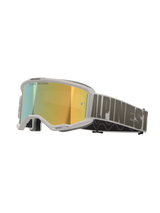 Alpinestars Vision 5 Hollow Goggles, Motocross-Brille, weißer Rahmen mit Wind Mirror Gold Linse, graues gewebtes Band mit markantem Alpinestars-Branding, Hochleistungs-Schutzbrille für den Offroad-Rennsport