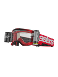 Alpinestars Vision 5 Blaze Goggles Roll Off, Motocross Goggles, Red and White, Clear Lens with integrated Wide Vision Roll-Off film system, dual side canisters, red woven strap with bold white astars branding, durable urethane frame with foam padding, off-road racing eyewear