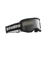 Alpinestars Vision 3 Wordmark Brille, Motocross-Brille, schwarzer Rahmen mit verspiegelter silberner Linse, breites schwarzes Band mit markantem weißem Alpinestars Wordmark-Logo, elegante Schutzausrüstung für Offroad-Rennen