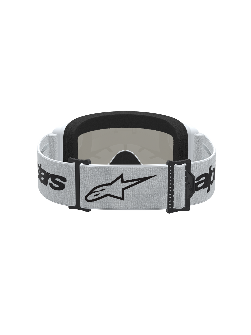 Alpinestars Vision 3 Schutzbrille Wordmark Mirror, weiß-schwarze Motocross-Schutzbrille mit Stern-Logo und weichem Gesichtsschaum.