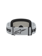 Alpinestars Vision 3 Schutzbrille Wordmark Mirror, weiß-schwarze Motocross-Schutzbrille mit Stern-Logo und weichem Gesichtsschaum.